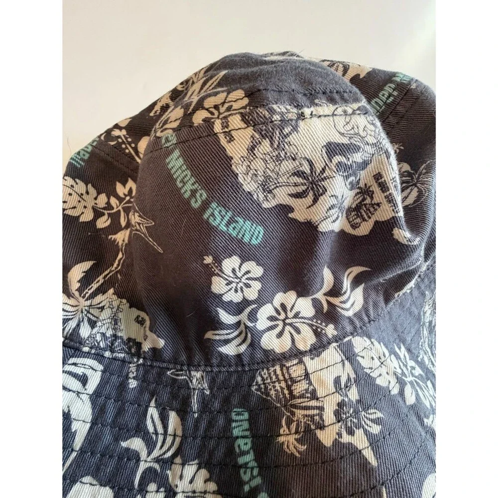 Disney Blue and White Mickey Island Print Bucket Hat with Teal Accents